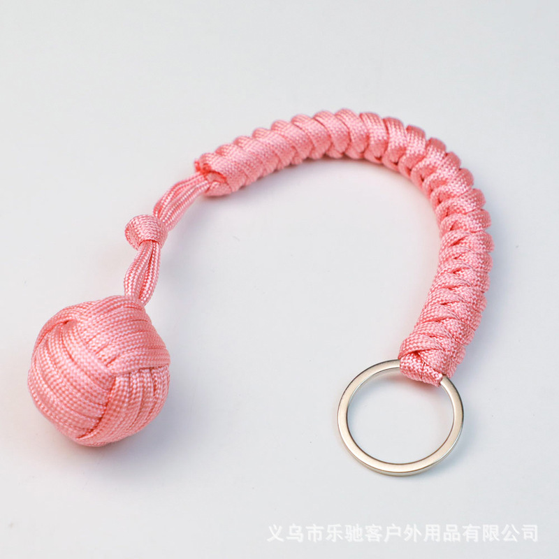 Outdoor Paracord Braided Self-Defense Ball Monkey Fist Knot Round Keychain Multi-Color Paracord Climbing Survival Self-Defense Tool