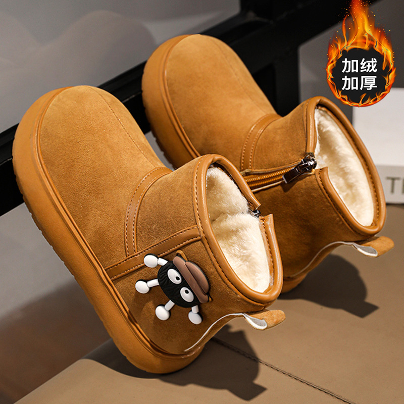 Botas de nieve para niñas en invierno más veludo y grueso 2024 nuevas botas de algodón para niñas calentadas y antideslizantes zapatos de algodón para niños