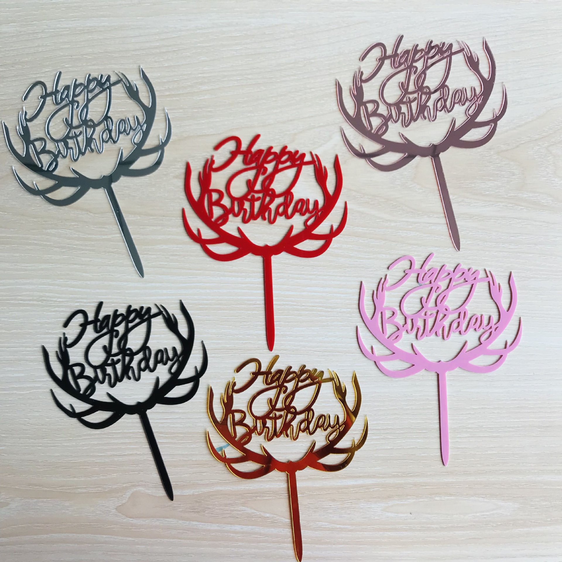 Fábrica de acrílico directo Feliz Cumpleaños feliz Feliz cumpleaños tarjeta plug-in postre Mesa hornear