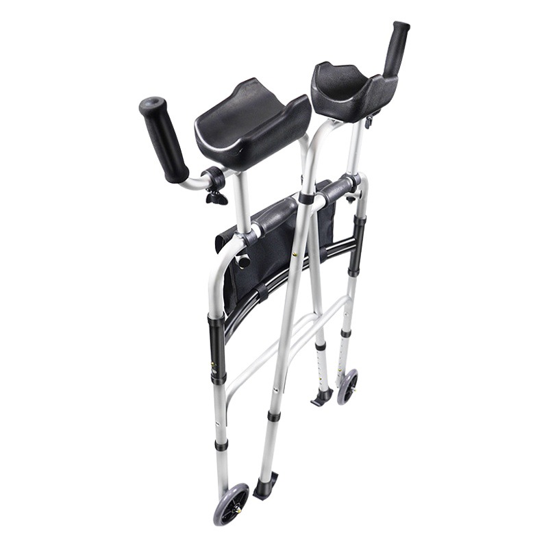 El andador para ancianos, el andador de doble rueda plegable de aleación de aluminio, el soporte del brazo se puede empujar y sentarse con asiento al por mayor