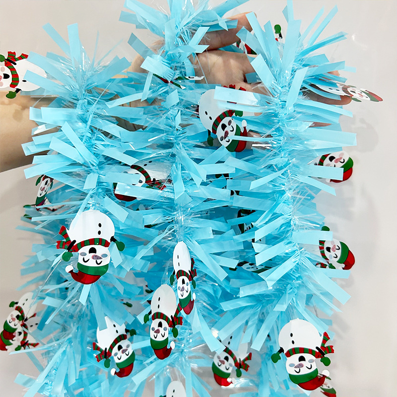 Suministros navideños transfronterizos de 1m, decoración navideña de muñeco de nieve de color macarrón, tiras de lana, suministros de decoración para fiestas