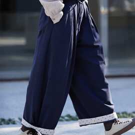 2025秋冬新款 文艺复古休闲加厚松紧腰棉裤 宽松显瘦加厚阔腿裤女