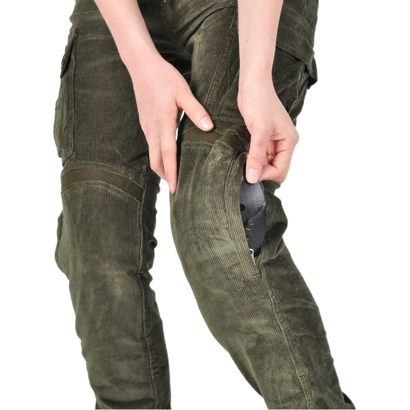 LOONG BIKER pantalones de moto de pana niñas pantalones de montar en moto atados al tobillo Kevlar resistente al desgarro