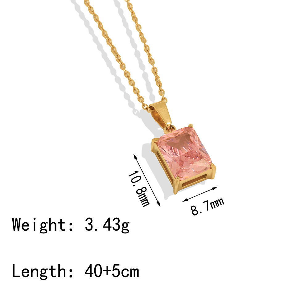 Simple Style Geometric Titanium Steel Inlay Zircon Pendant Necklace 1 Piece