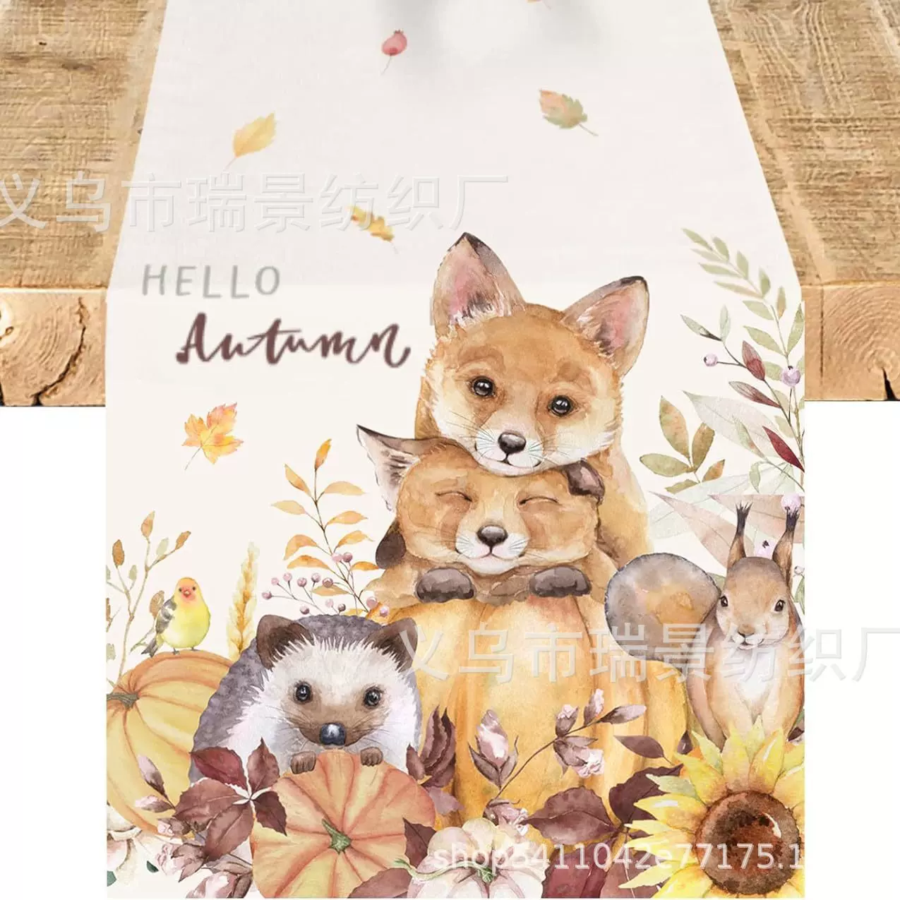 跨境热款秋季感恩节桌布 厂家直销防污隔热餐桌装饰亚麻印花桌旗