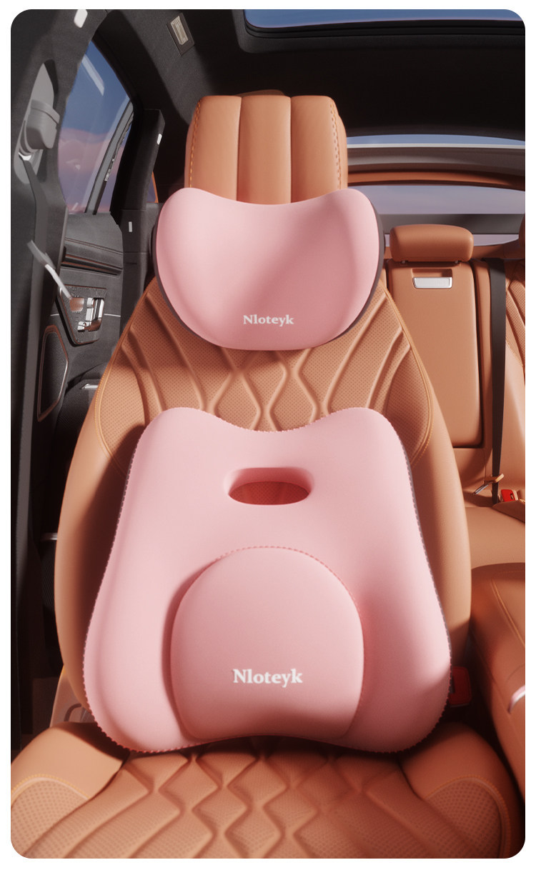 Car Headrest and Lumbar Support Set for Driver, Integrated Neck Pillow for Long Sitting, Seat Backrest Cushion
