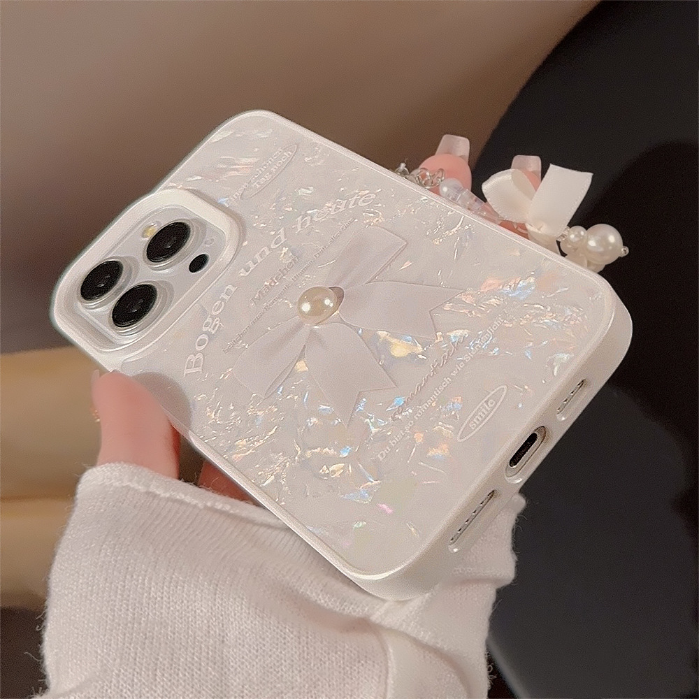 Beschermhoes voor iphone met 3d parel strik hanger_voghion.com