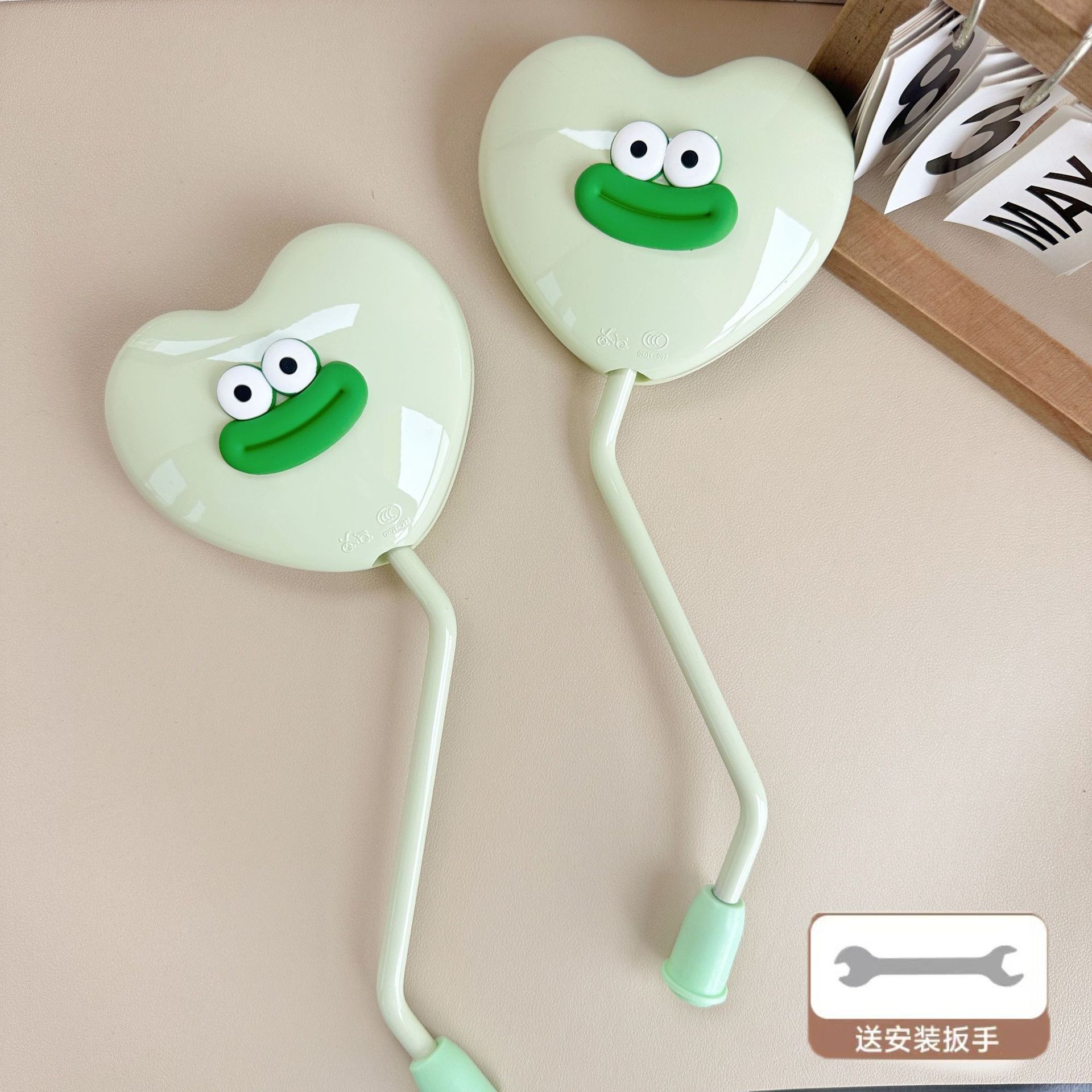 Other Electric Vehicle Accessories: Aima Rearview Mirror - green-heart-shaped-mirror-green-sausage-lips-pair