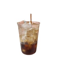 咖啡玻璃杯高颜值咖啡店透明高硼硅冷饮杯简约水杯一件 批发厂