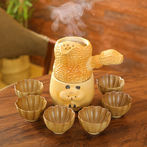 The entire set of a furnace for braising tea around a stove, a household outdoor barbecue old-fashioned charcoal furnace, braising milk tea with a clay pot, a jar pot, a jar stove