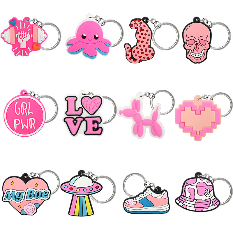 Cross-Border New Product New Pink Cute Cartoon Boutique Keychain Preppy Pvc School Bag Car Pendant Wholesale