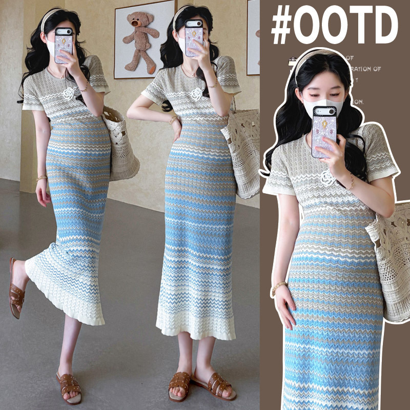 Real Shot of 2026 New Trendy Maternity Dress, Slim-Fit Knitted Maternity Dress, Plus-Size Maternity Mermaid Dress
