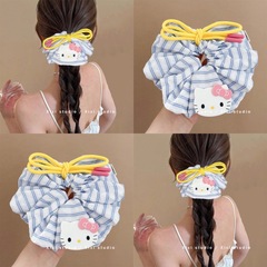 卡通kitty猫咪抽绳蝴蝶结发圈女扎丸子头发绳侧马尾头绳皮筋发饰