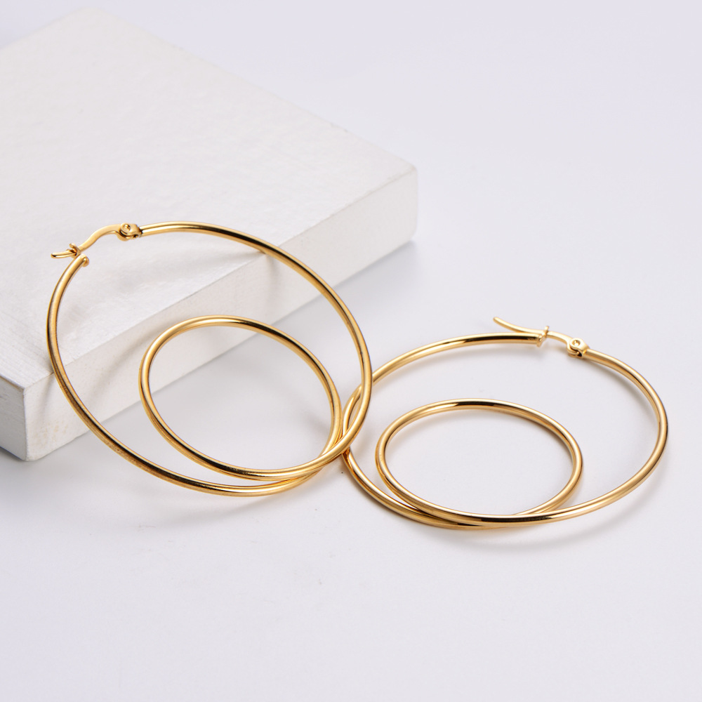 Simple Style Geometric Plating Stainless Steel No Inlaid 18K Gold Plated Earrings display picture 4
