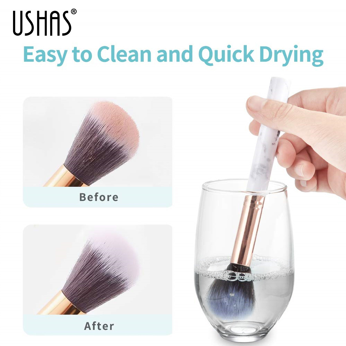 USHAS nueva loción de cepillo de maquillaje líquido de limpieza de polvo agente de limpieza de cepillo de belleza líquido de limpieza