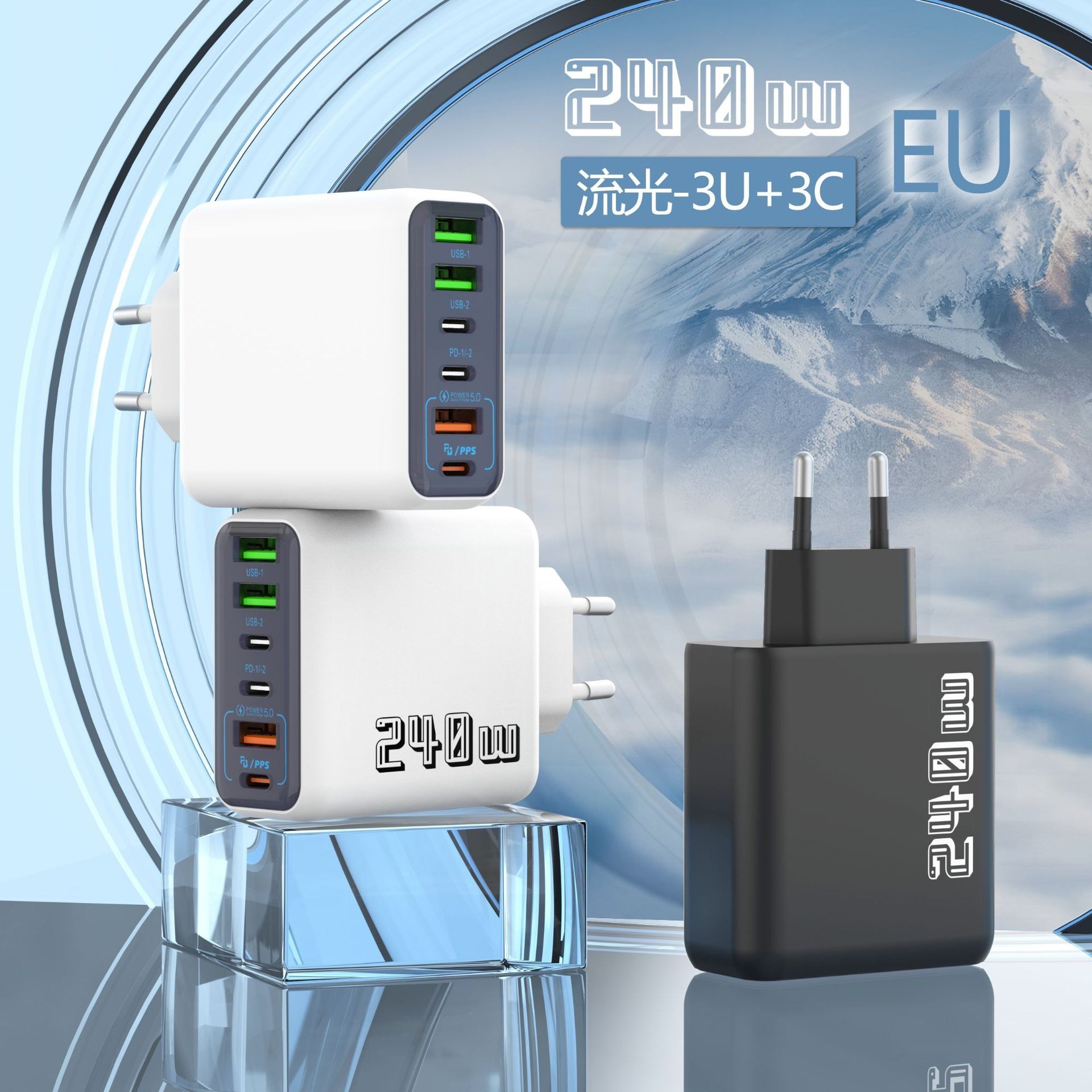 240W Çok Portlu Telefon USB Şarj Cihazı Üç-in-Bir Hızlı Şarj PD Şarj Başlığı Çoklu Delikli iQOO Şarj Başlığı Evrensel