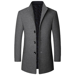 Autumn and Winter Middle-aged Woolen Outwear Men's Casual Ni Windbreaker Dad's Clothing Men's Woolen Outwear Drop Shipping