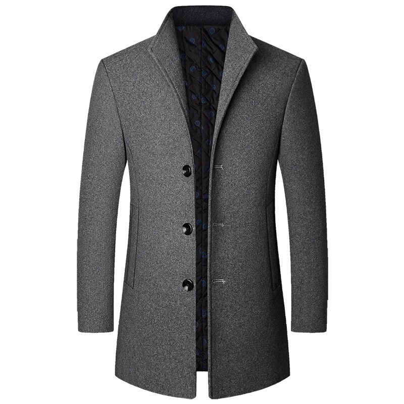 Autumn and Winter Middle-aged Woolen Outwear Men's Casual Ni Windbreaker Dad's Clothing Men's Woolen Outwear Drop Shipping