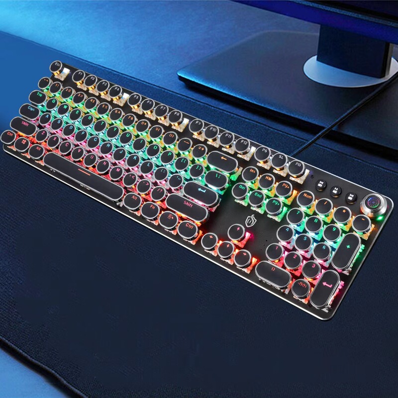 Meishang E Family 820A Punk Mechanical Keyboard Green Axis Red Axis Mixed Light Wired USB E-Sports Gaming Keyboard Cross-Border