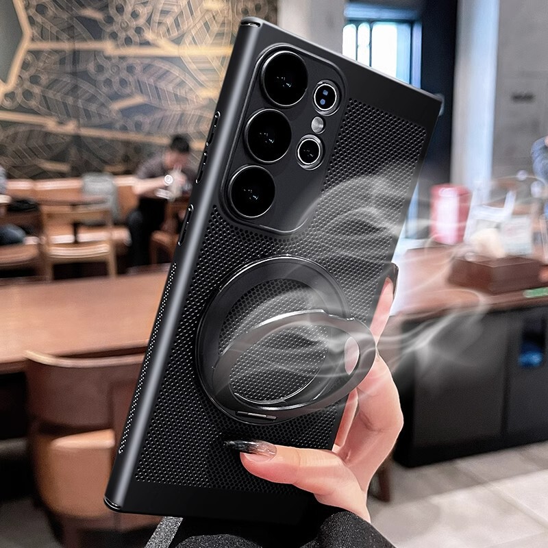 Suitable for Samsung S25Ultra Mobile Phone Case 360 ​​Rotation Bracket S24Plus Cooling S23 All-Inclusive Lens Film S22