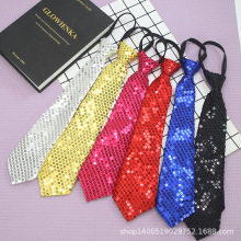 单色纯色珠片亮片拉带领带懒人派对免打拉链