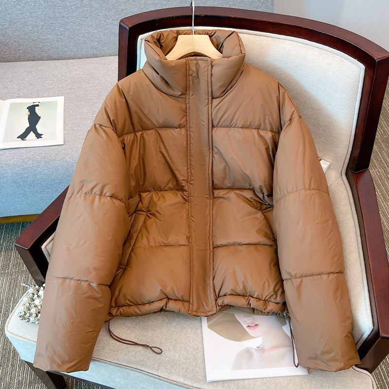 Cotton jacket women's short 2023 new Korean version small standing neck down cotton jacket women's thickened cotton_voghion.com