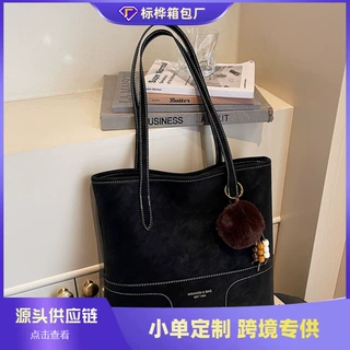跨境2025新款通勤女包时尚百搭大容量水桶包女单肩包高级感手提包