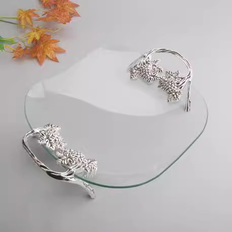 源头厂家批发热弯钢化玻璃水果盘 家庭用新颖玻璃水果盘有现货