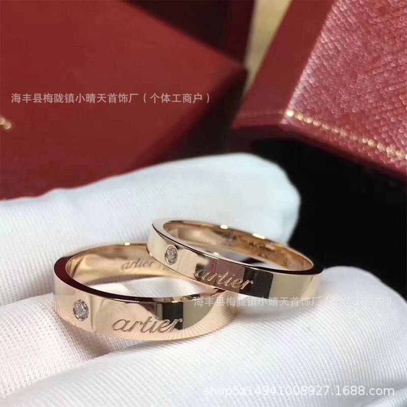 高品質カードリングラブシングルダイヤモンドシグネチャーリングダイヤモンド非退色カップルリング男性と女性のリング工場卸売|undefined