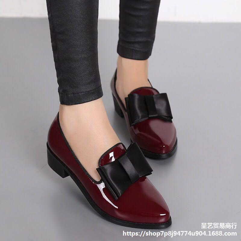 British patent leather flat pointed bow...