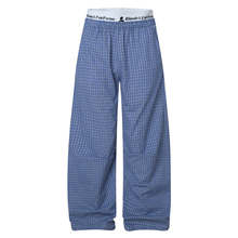 vintage美式复古双腰头设计感格子休闲裤男女潮牌阔腿高腰ins长裤