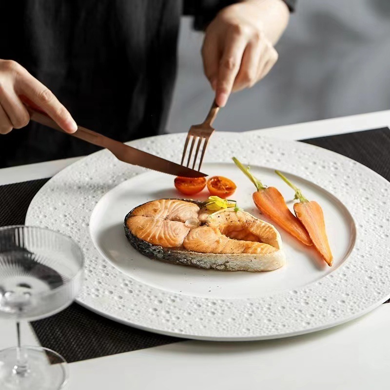 White Steak Plate Western Food Plate Spaghetti Flat Plate Shallow Plate Hotel Restaurant Commercial High-value Presentation Snack Plate