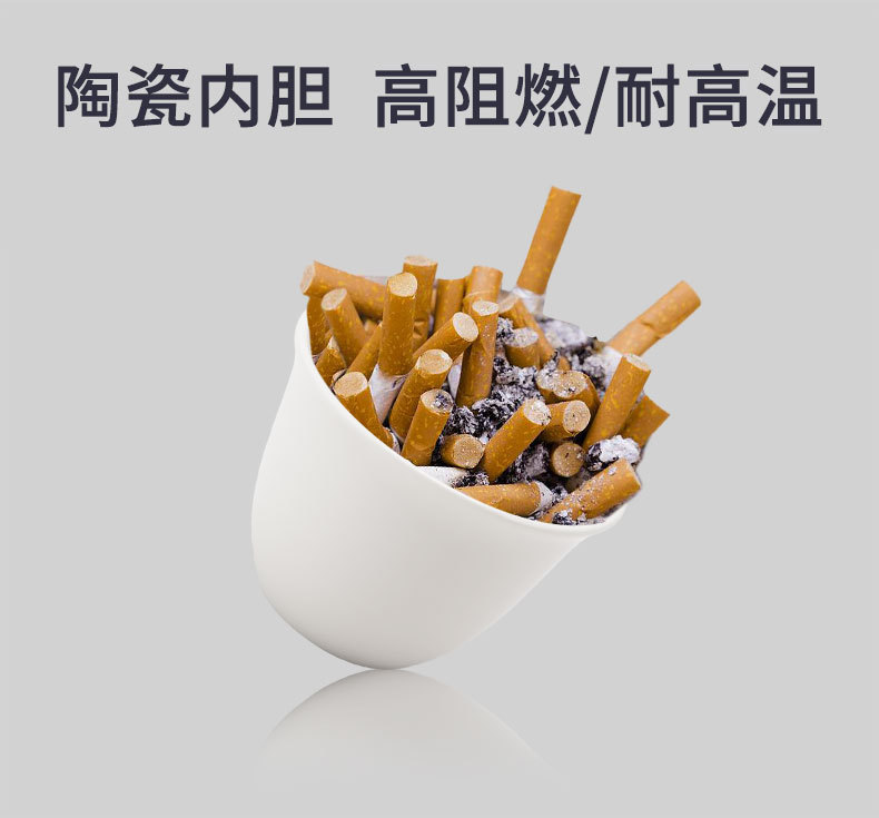 Suitable for Car Ashtrays, Ceramic Inner Container, One-Touch Opening, Night Lighting, Automatic Rebound, Multiple Colors Available