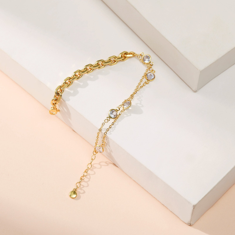 18K fashion inlaid rhinestone multilayer copper bracelet wholesale nihaojewelry