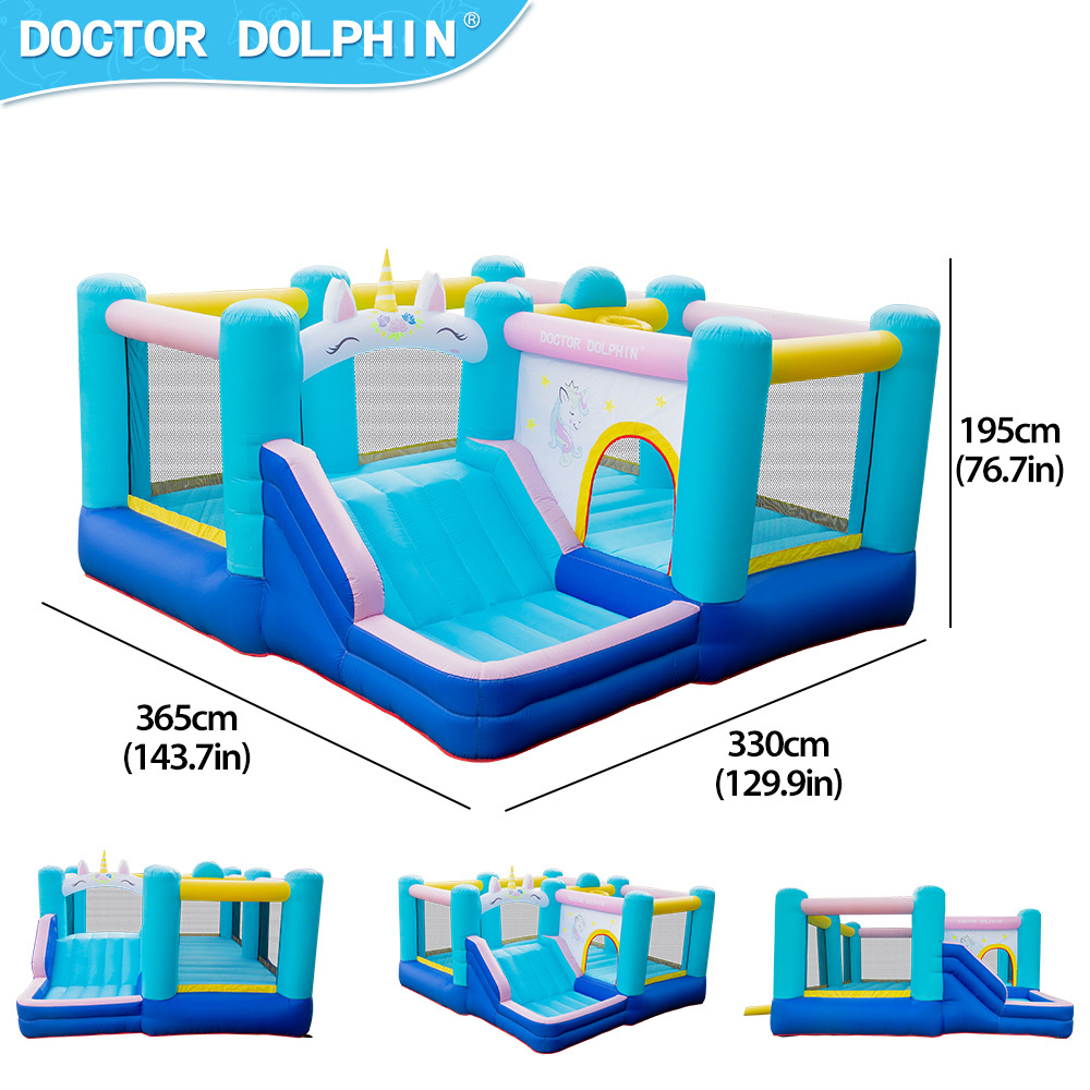 Doctor Delfín | Castillo inflable con tobogán, trampolín pequeño para niños, castillo inflable para el hogar, tobogán inflable, piscina de olas
