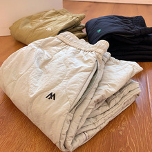 户外机能风 日系小众防水绗缝夹棉宽松保暖直筒棉裤长裤