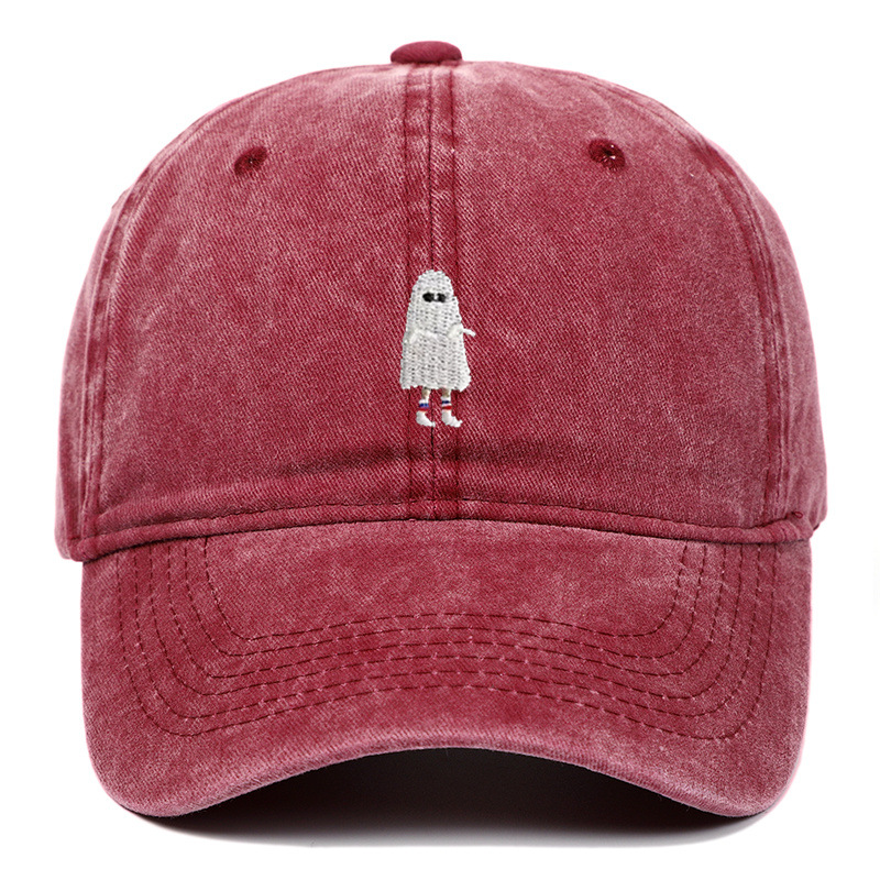 Halloween Ghost Embroidered Baseball Cap Adjustable Sports Hat_voghion.com
