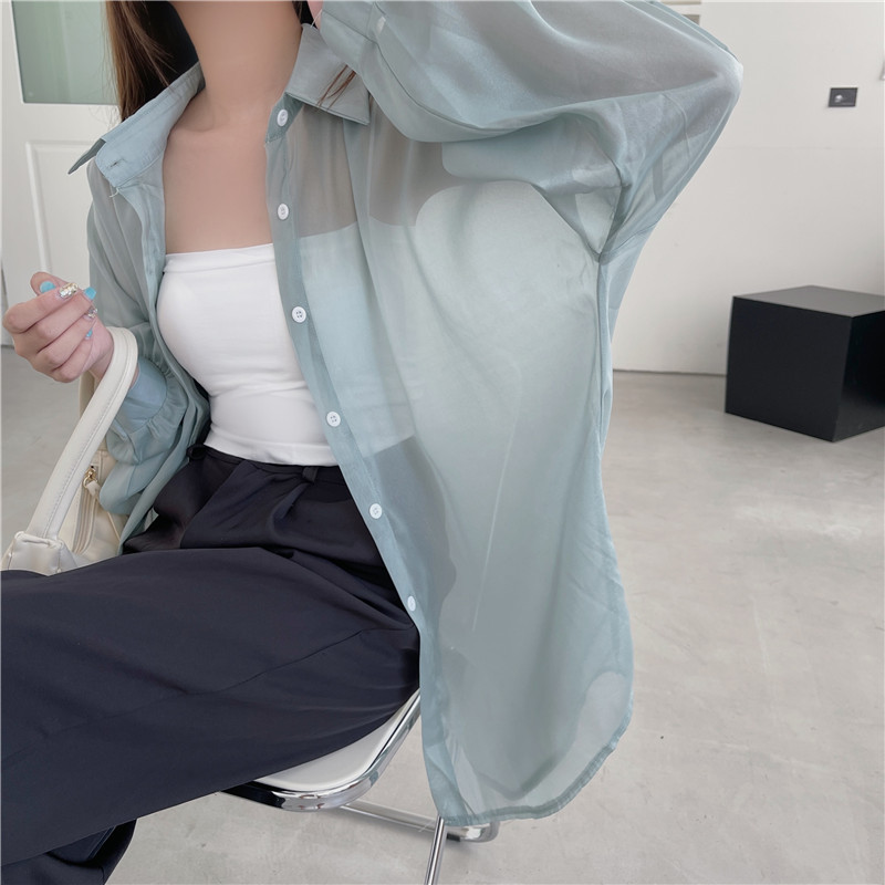 112g Weight Long Sleeve Sleeve Length Single Breasted Placket Type Shirtsleeve Sleeve Type Polyester, Chiffon Fabric Type Regular Top Length Cardigan Tops Type Holiday Occasion Shirt Collar Neckline Loose Fit Type Solid Color Pattern Summer, Spring Season Women's Gender Casual Style Wholesale Women's Casual Solid Color Long Sleeve Blouses 88