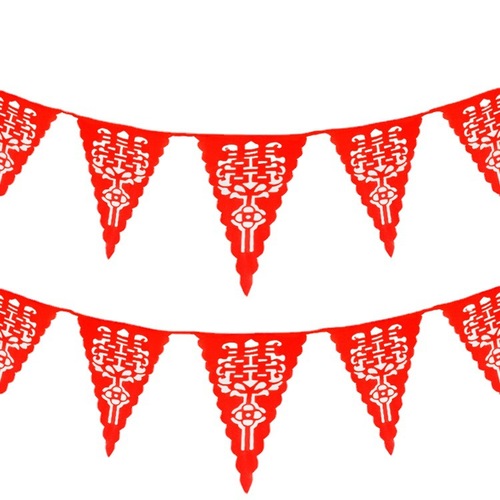 Manufacturer wholesale wedding bunting string flags happy word triangular pull flag outdoor yard flower lantern non-woven hanging flag