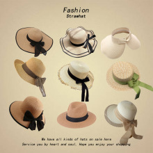 草帽女夏季防晒草编海边沙滩帽时尚百搭大檐帽子女遮阳帽子批发