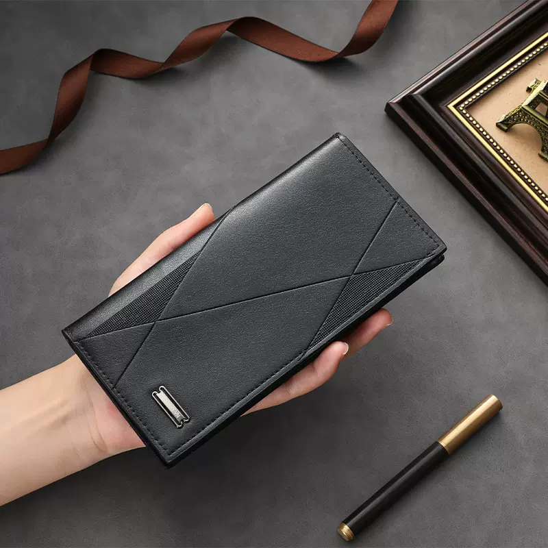 跨境新款男士钱包 青年简约薄款软皮夹大容量多卡位时尚长款钱夹