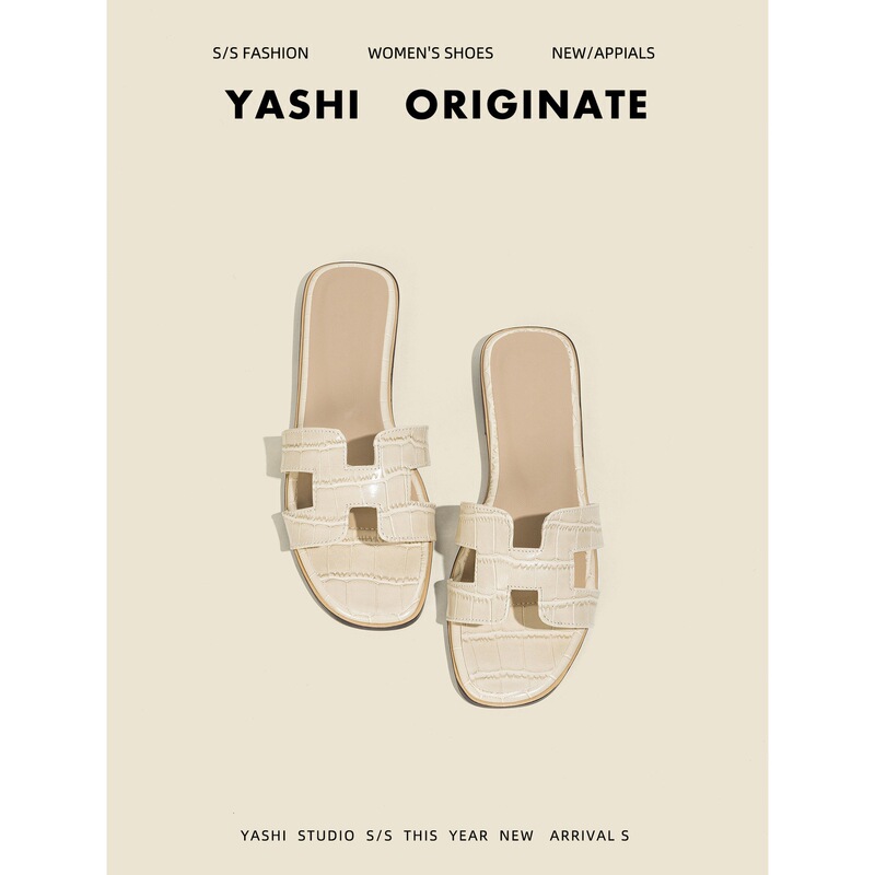 【Limited Time Offer 68】Sheepskin Sandals Summer Fashion Beach Flat Slippers Trendy White Slippers for Women Outdoor Wear
