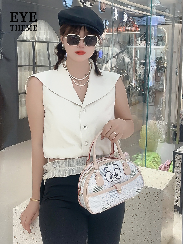 Caricatura extraña bolsa semiridonda impresa de contraste almohada bolsa de tramo inclinada bolsa de personalidad práctica 2682 #