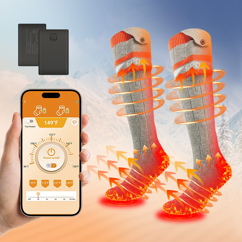 Cross-border heating socks electric heating long tube warm electric heating charging heating foot warmer outdoor skiing for men and women Cross-border heating socks electric heating long tube warm electric heating charging heating foot warmer outdoor skiing for men and women