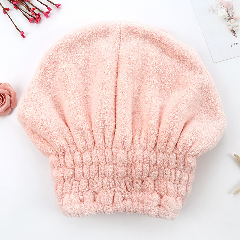 Gorro de ducha de forro polar coral con lazo para mujer_voghion.com