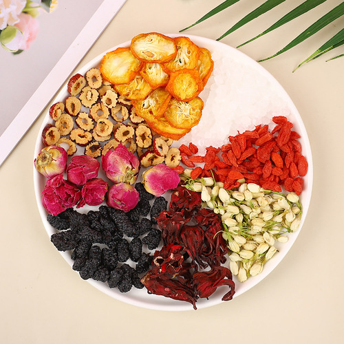 Jade Beauty Jasmine Tea Mulberry Goji Berry Tea Roselle Kumquat Eight Treasure Tea Summer Cold Brew Flower and Fruit Tea Wholesale