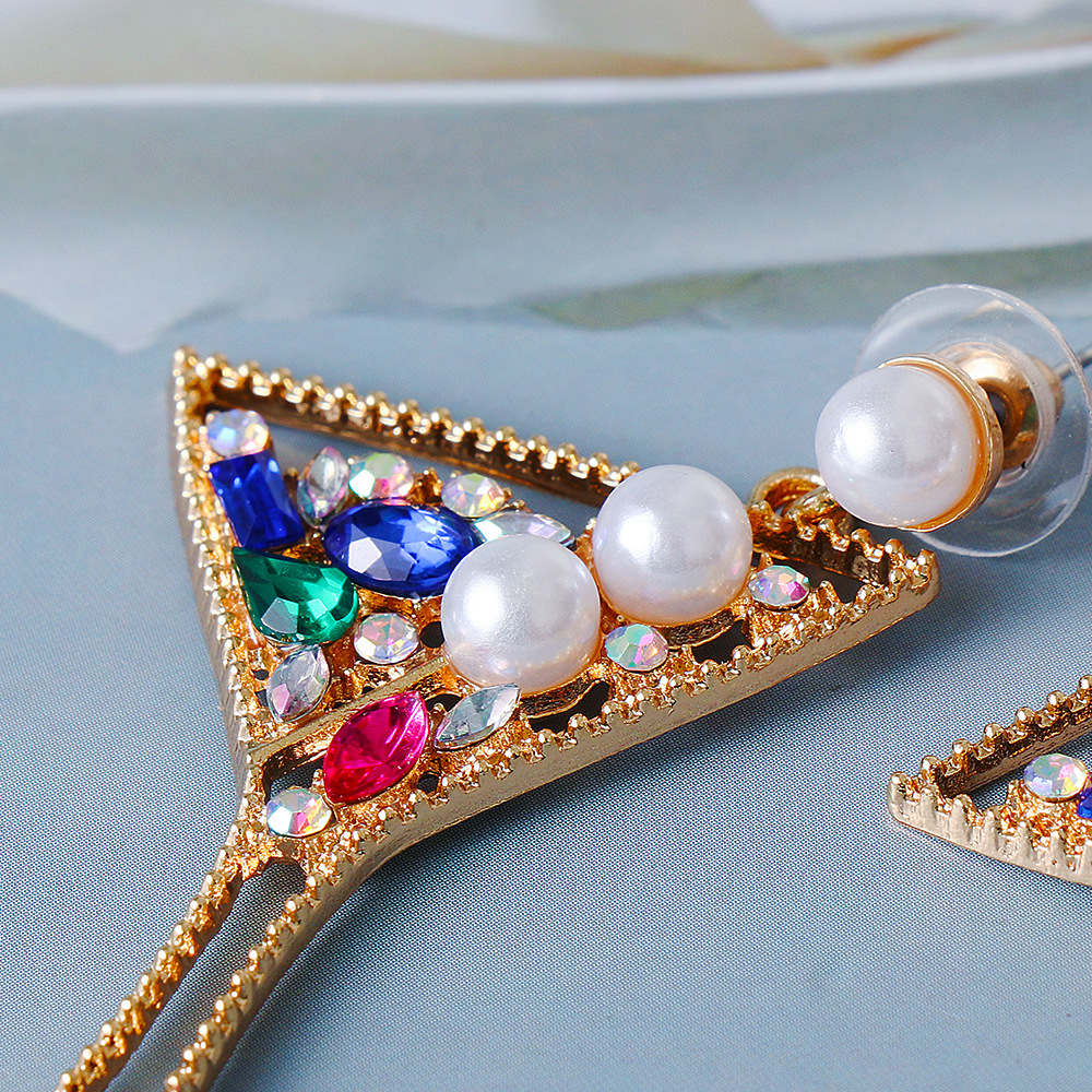 Retro exaggerated geometric champagne glasses drop earrings wholesale