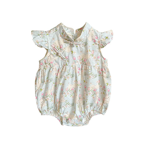 Baby clothes, summer clothes, thin newborn baby clothes, baby girl jumpsuit, princess full moon 100-day cheongsam and harem suit