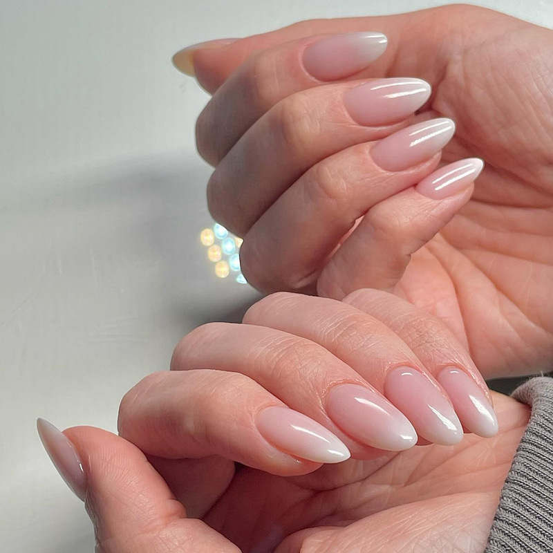 Solid Color Simple Style Almond Dressing Armor Detachable Nail Pieces White Gradient Nail Paste Fake Nail Pieces Nail Art