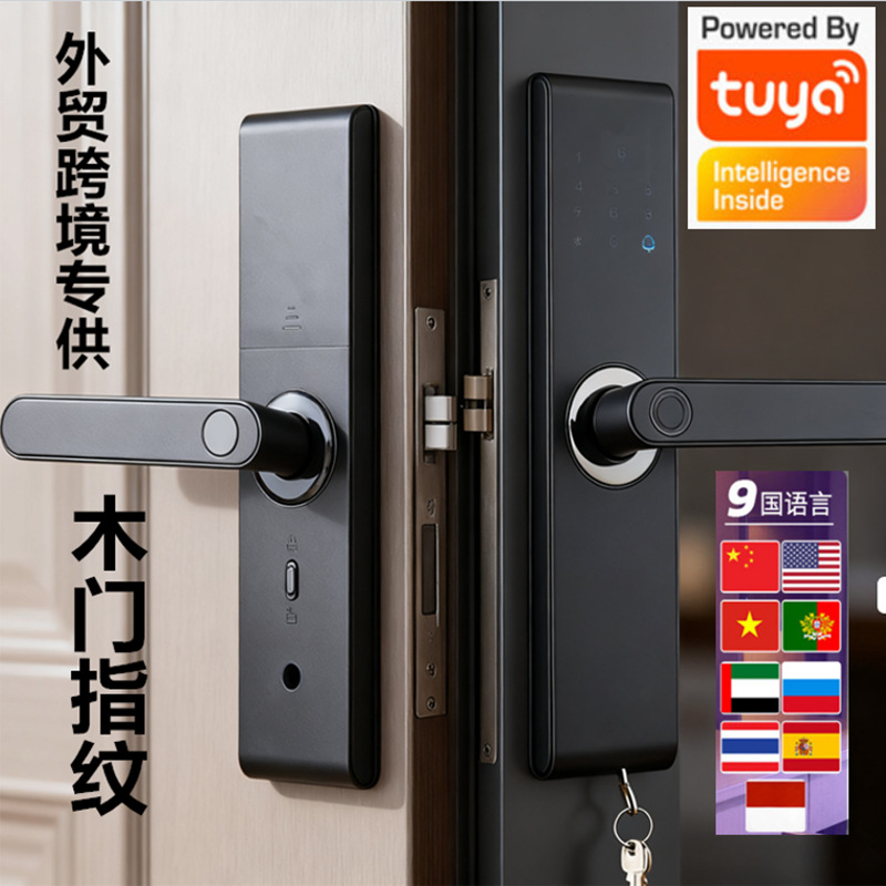 Cerradura Electrónica de Huella Dactilar WiFi Tuya de Aleación de Aluminio con Contraseña para Puerta Interior y Oficina
